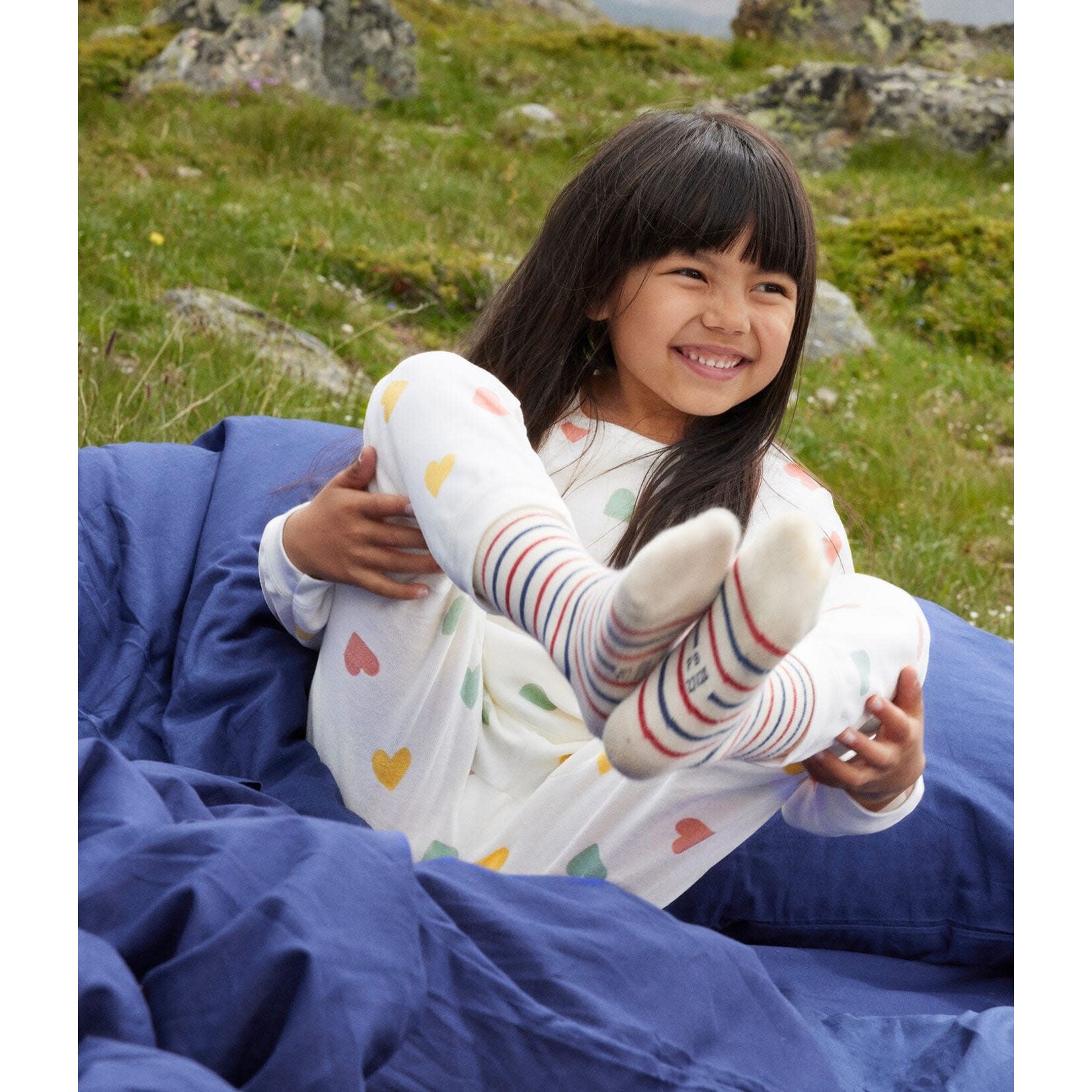 Petit Bateau Fluwelen meisjespyjama met harten
