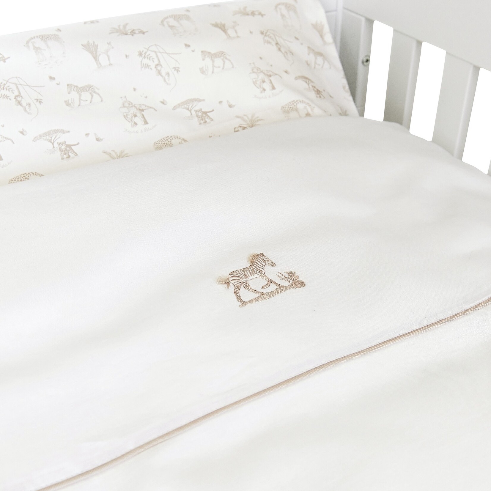 Théophile & Patachou Donsovertrek bed 100x135cm  + sloop - wit linnen