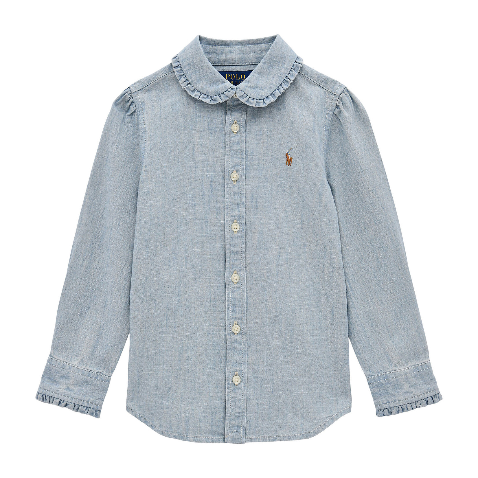 Ralph Lauren INDIGO COTTON CHAMBRAY SHIRT MEDIUM BLUE WASH