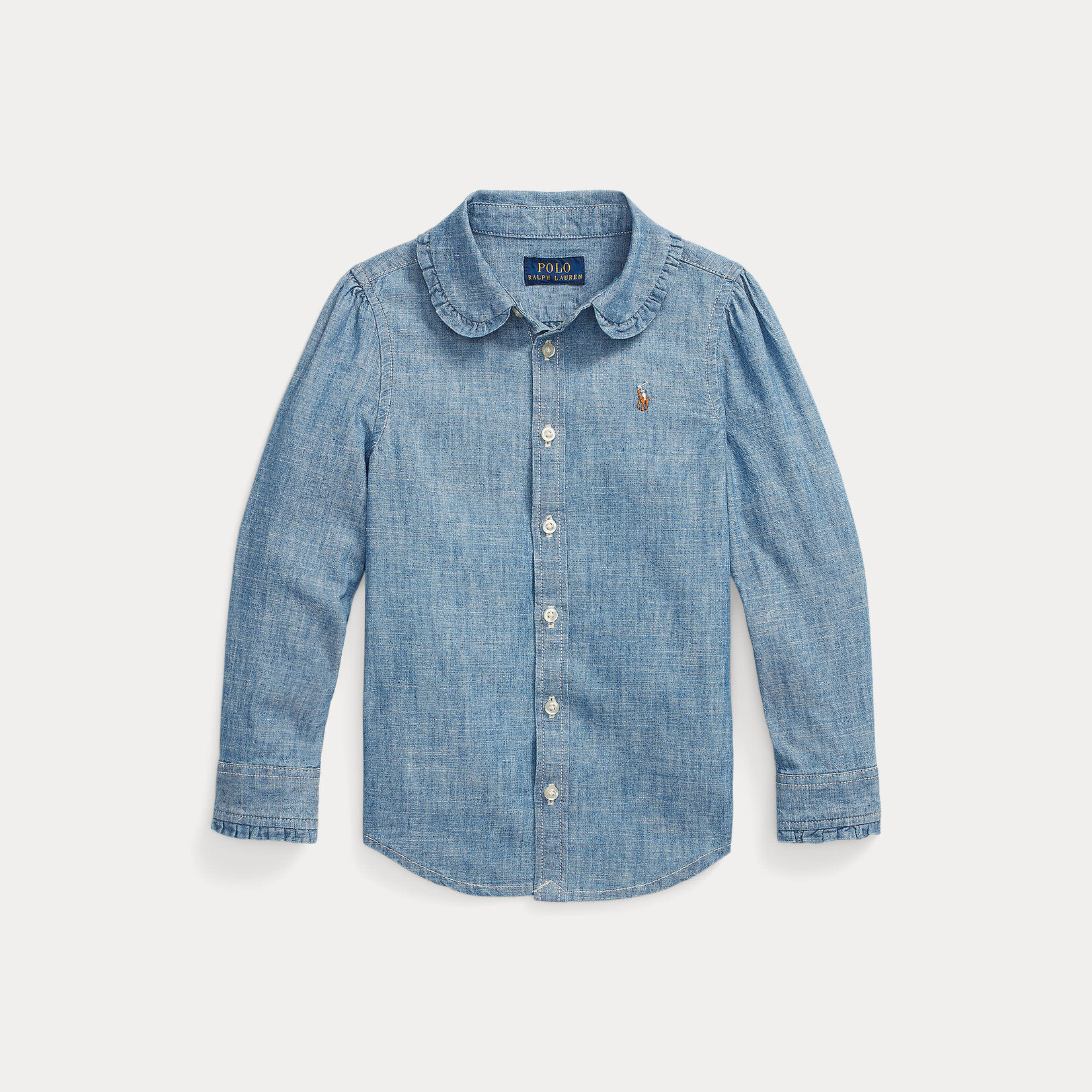 Ralph Lauren INDIGO COTTON CHAMBRAY SHIRT MEDIUM BLUE WASH