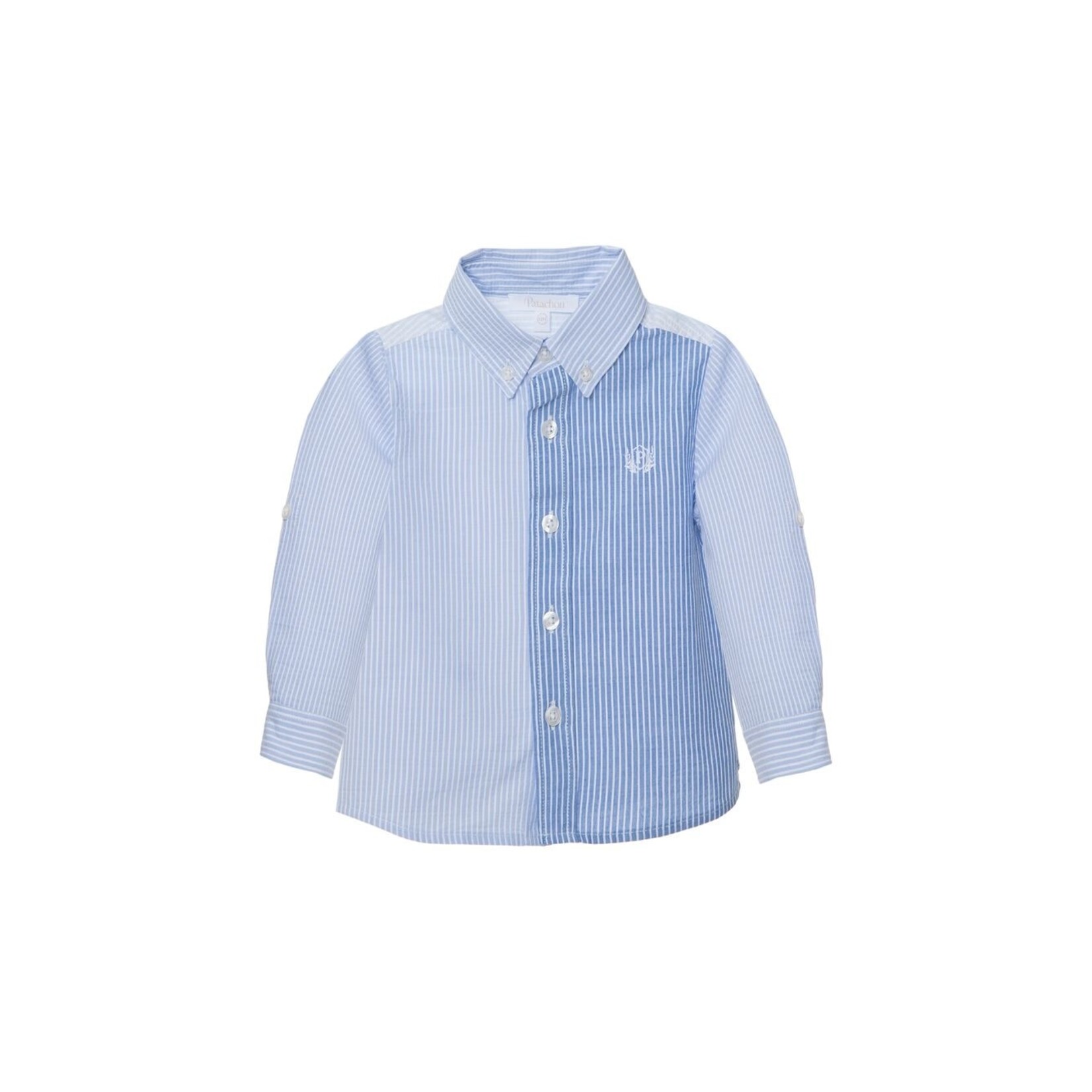 Patachou CAMISA MENINO COM CAPUZ - MINI BOY PALE BLUE - VERÃO 2025 MULTI BLUE STRIPES S25-14