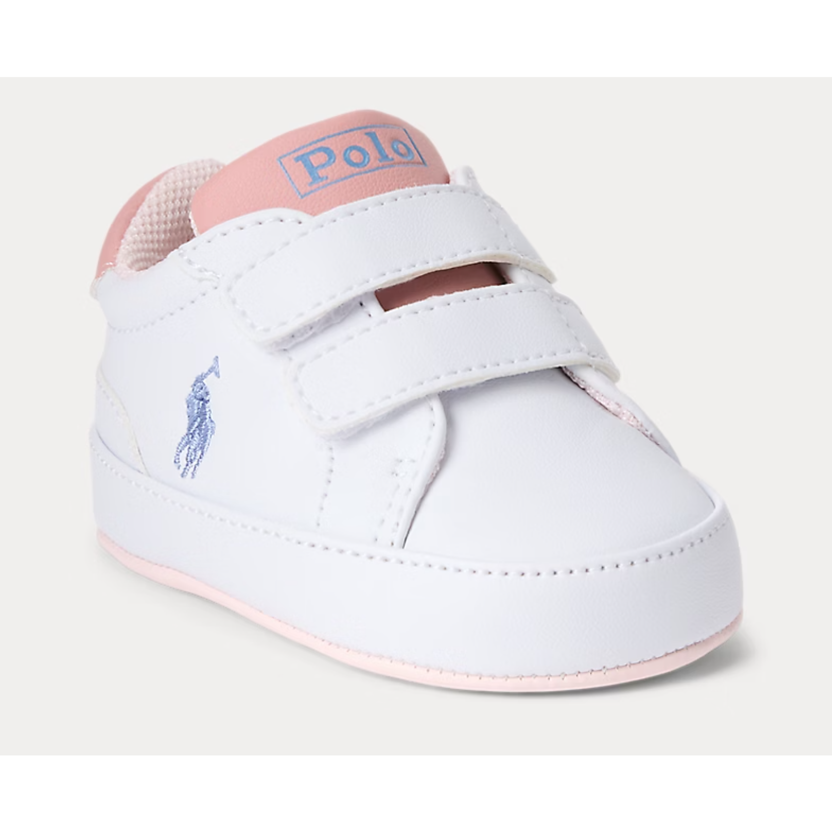 Ralph Lauren HERITAGE COURT II EZ LAYETTE L-WHITE SMOOTH/ PINK / LT BLUE PP
