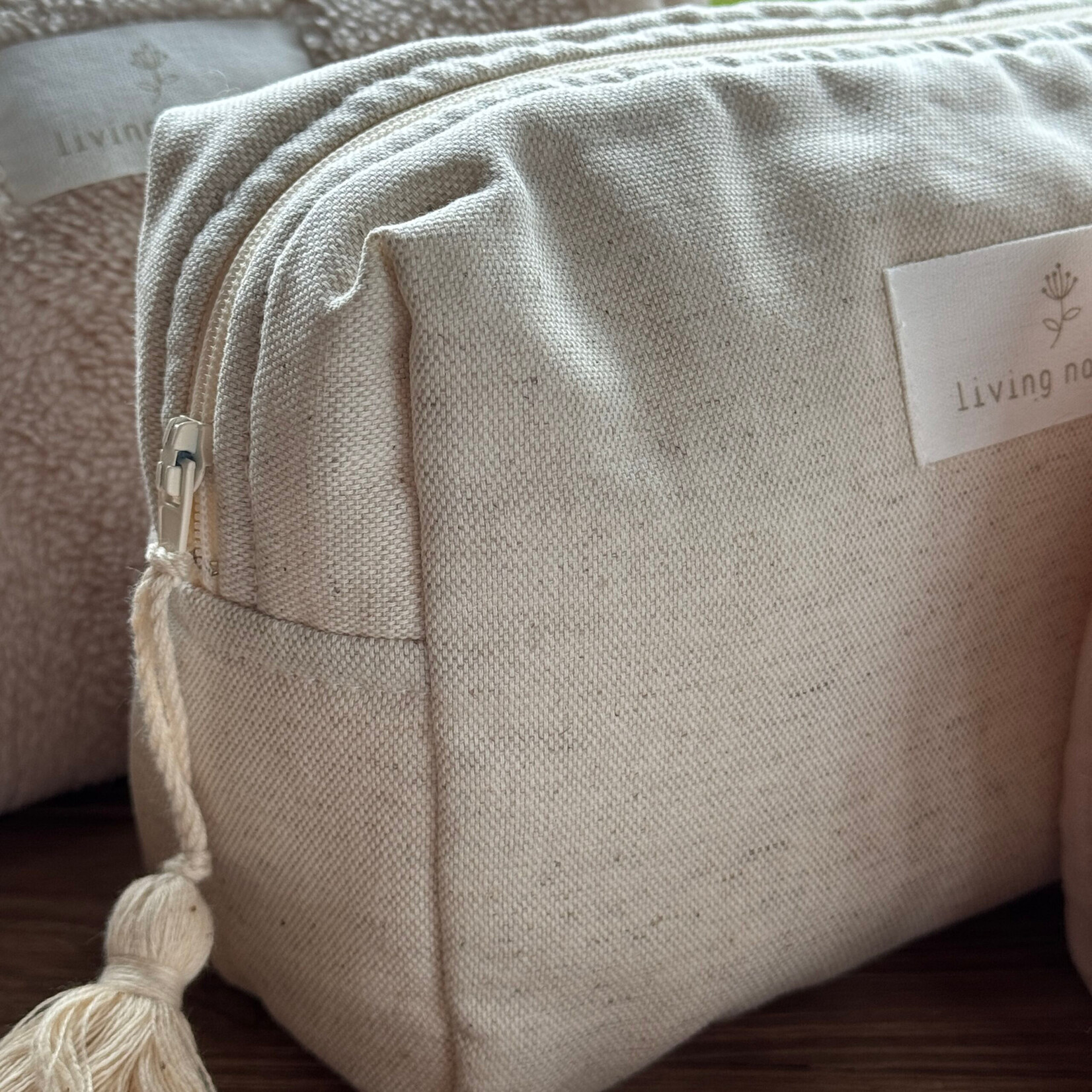 Living Nature Toilettas Claire - mix beige katoen linnen