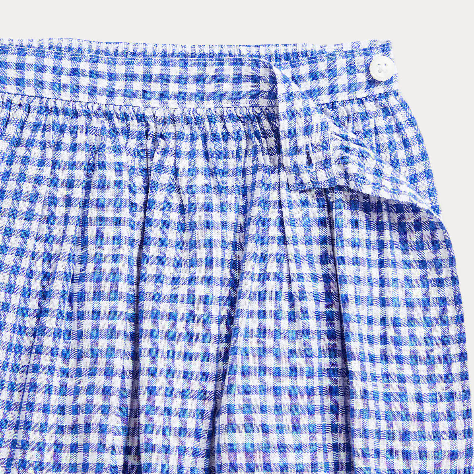 Ralph Lauren GINGHAM LINEN-COTTON WRAP SKORT ROYAL / WHITE