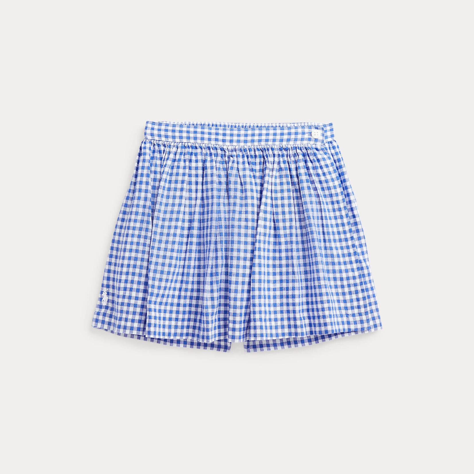 Ralph Lauren GINGHAM LINEN-COTTON WRAP SKORT ROYAL / WHITE
