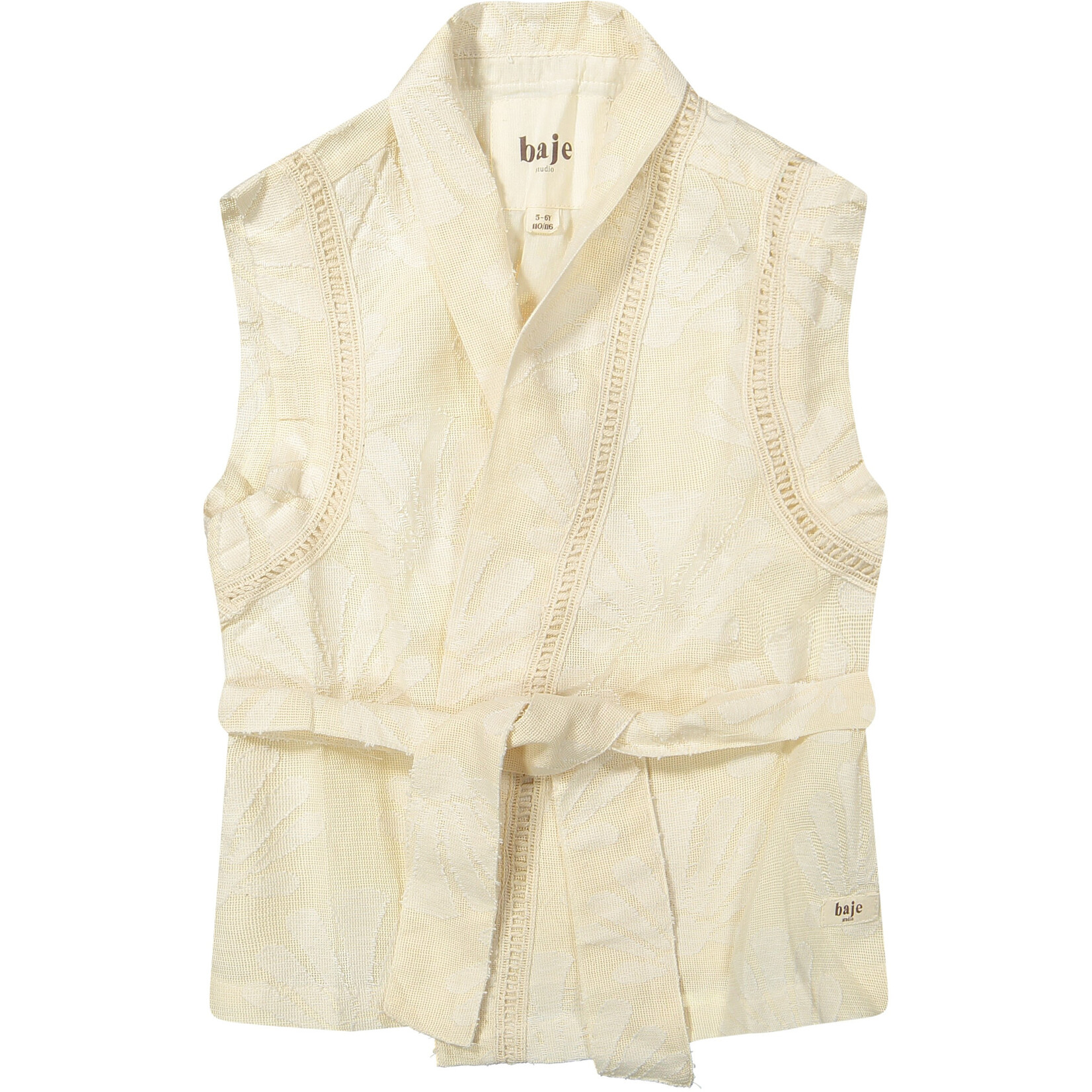 Baje Studio IZE Gilet, woven, AOP off-white shell