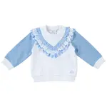 Natini SWEATER RUFFLE VICHY WHITE-BLUE