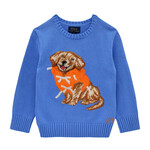 Ralph Lauren DOG-INTARSIA COTTON SWEATER HARBOR ISLAND BLUE