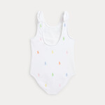 Ralph Lauren POLO PONY ONE-PIECE SWIMSUIT 	 WHITE W/ MULTI COLOR PP