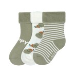 Lässig Terry socks GOTS 3pcs assorted Pear light Kakhi