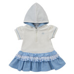 Natini DRESS CAPUCHON VICHY WHITE_BLUE