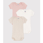 Petit Bateau Setje met 3 effen katoenen rompertjes met korte mouw voor baby's