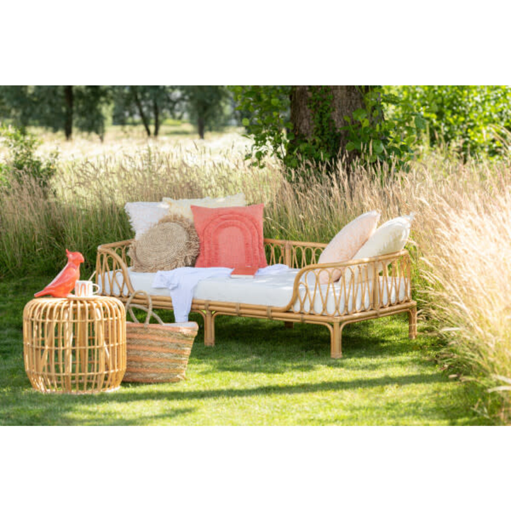J-Line KUSSEN ROND RAFFIA NAT (62x62x24cm)