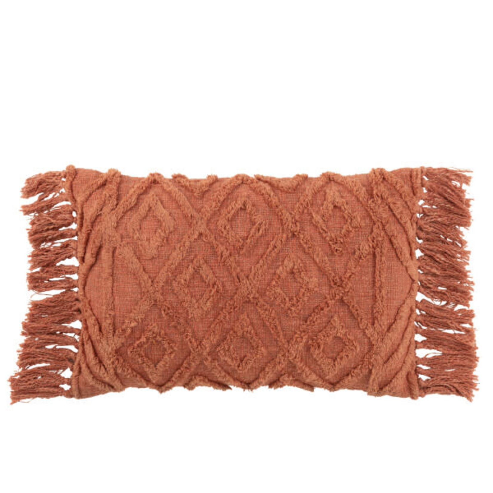 J-Line Kussen Kwastje Katoen Terracotta Lang (33951)