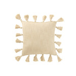 Kussen Gewoven Kwasten Katoen Beige