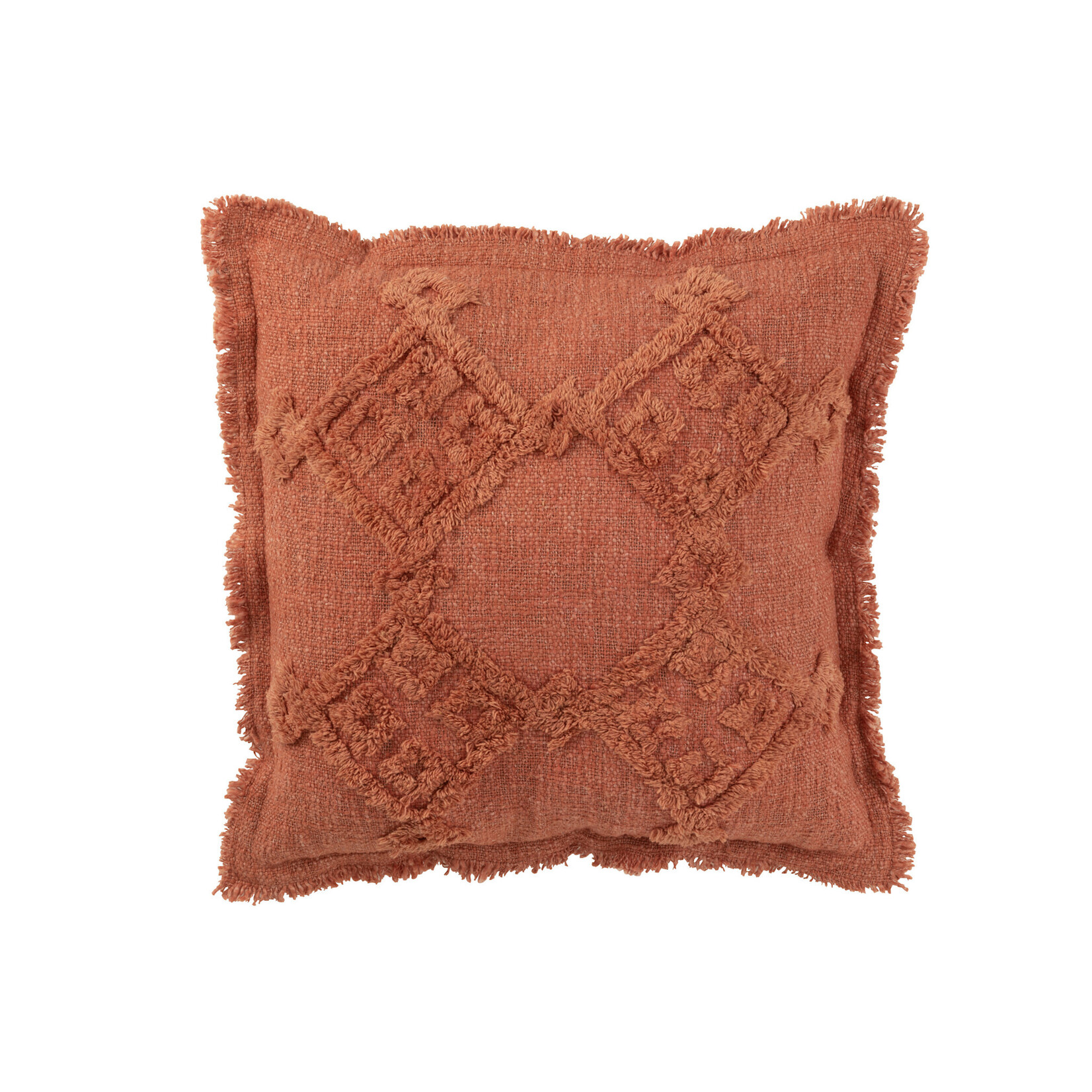 J-Line Kussen Franjes Katoen Terracotta (