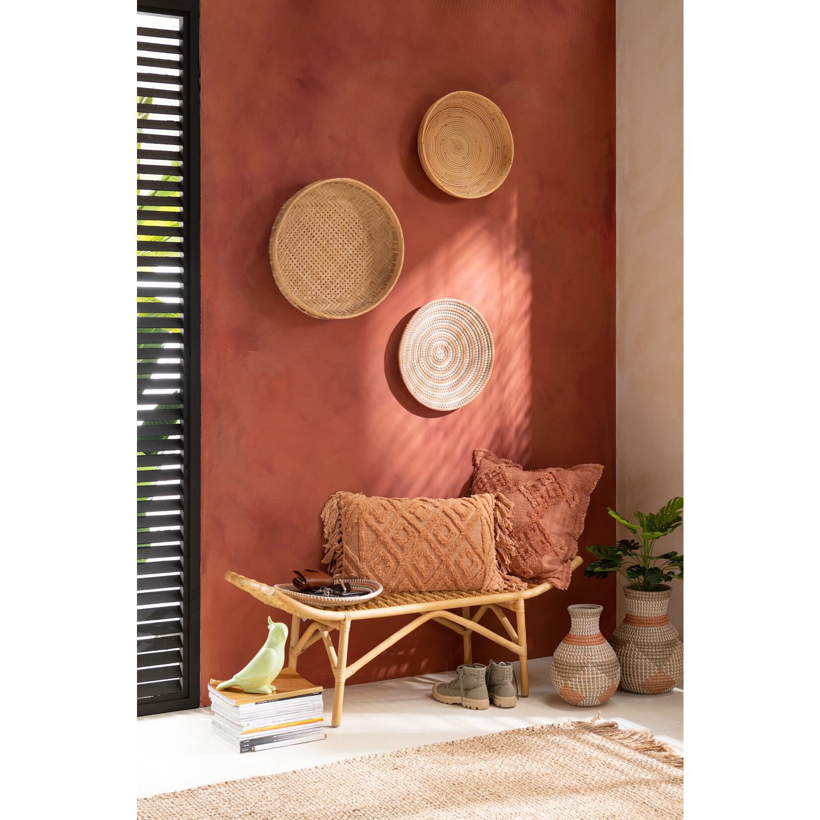 J-Line Kussen Franjes Katoen Terracotta (