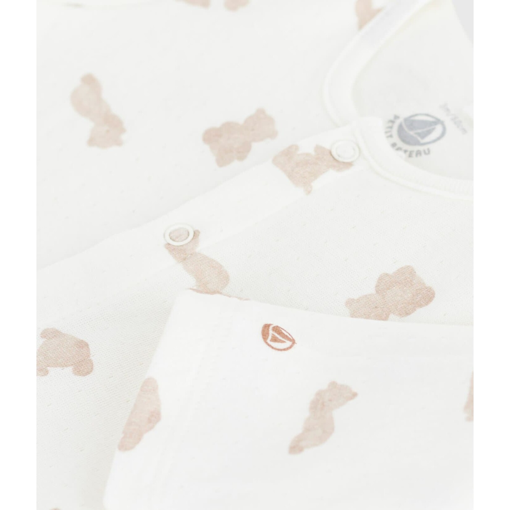Petit Bateau Babypyjama in tubic met print MARSHMALLOW/ BRUN