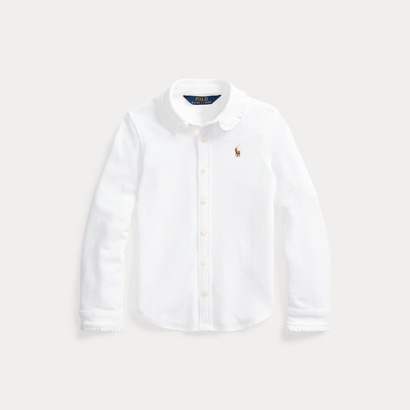 Ralph Lauren KNIT OXFORD-SHIRTS-BUTTON FRONT SHIRT WHITE