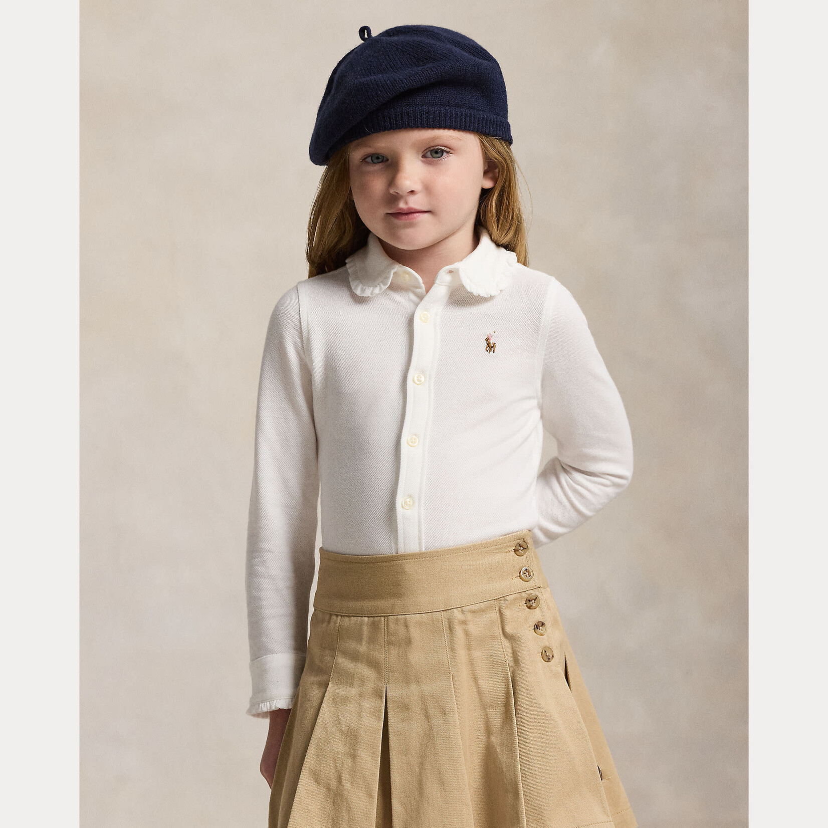 Ralph Lauren KNIT OXFORD-SHIRTS-BUTTON FRONT SHIRT WHITE