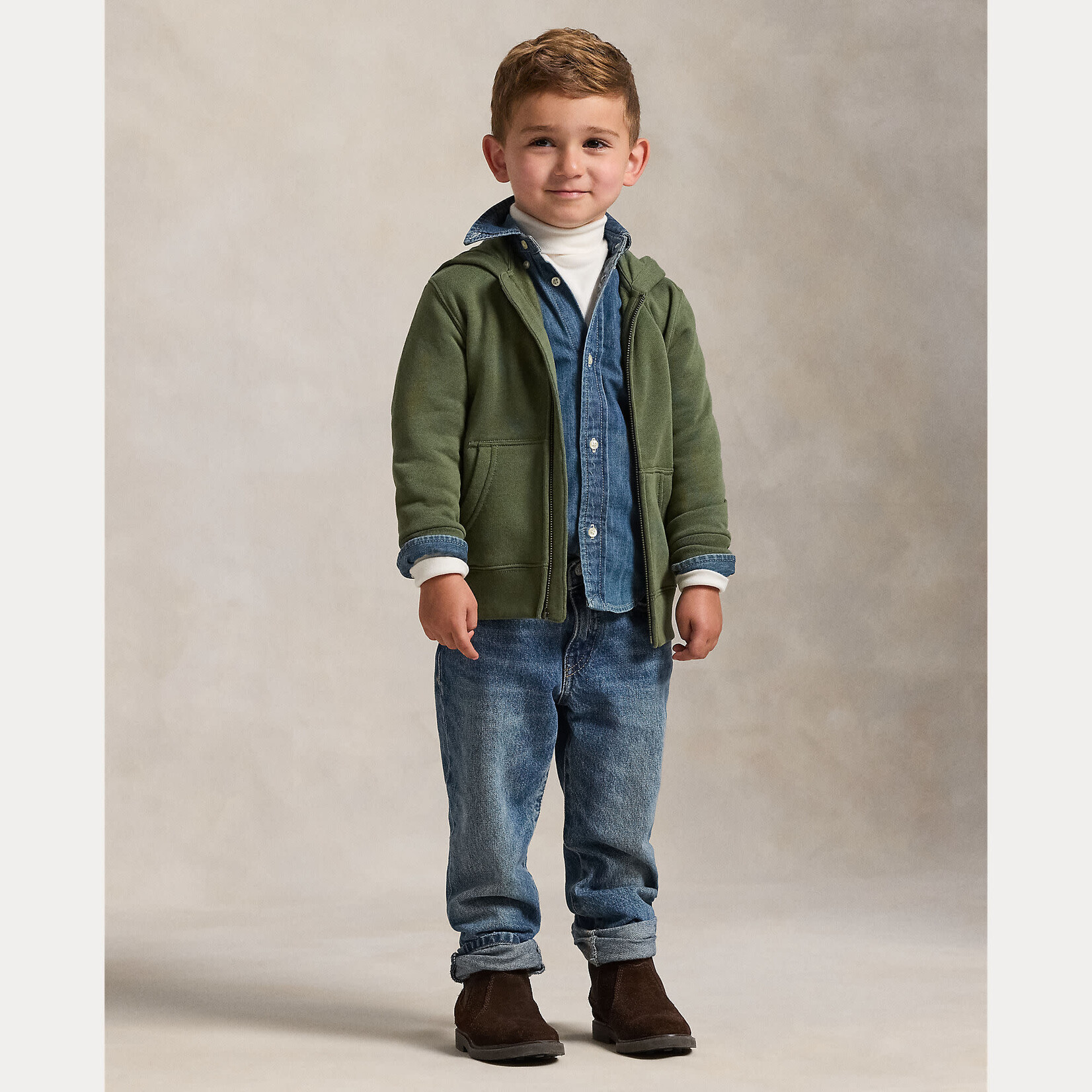 Ralph Lauren LS FZ HOOD-TOPS-KNIT MINT OLIVE/C8702