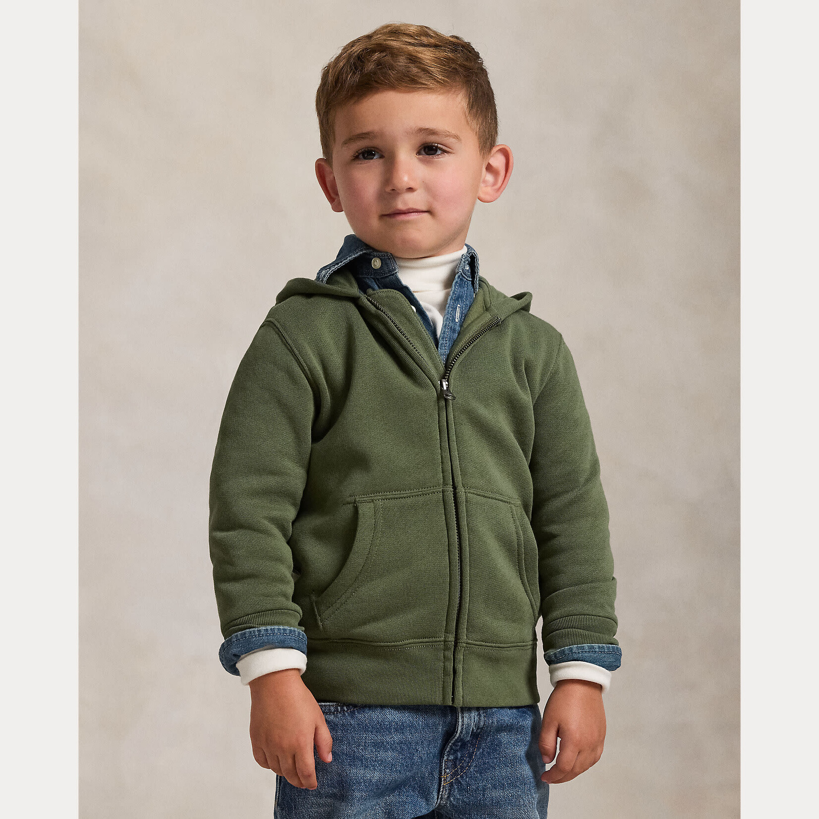 Ralph Lauren LS FZ HOOD-TOPS-KNIT MINT OLIVE/C8702