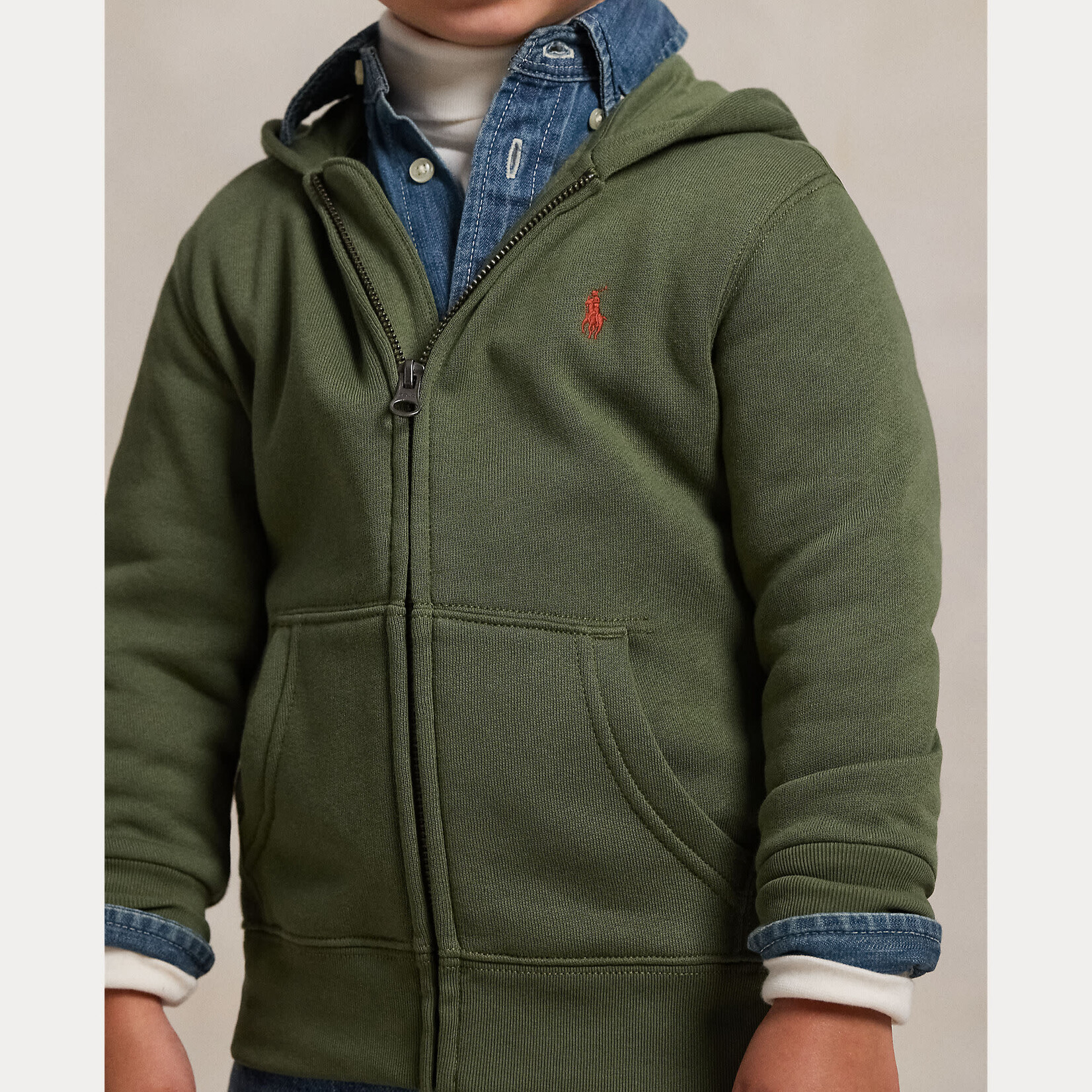 Ralph Lauren LS FZ HOOD-TOPS-KNIT MINT OLIVE/C8702