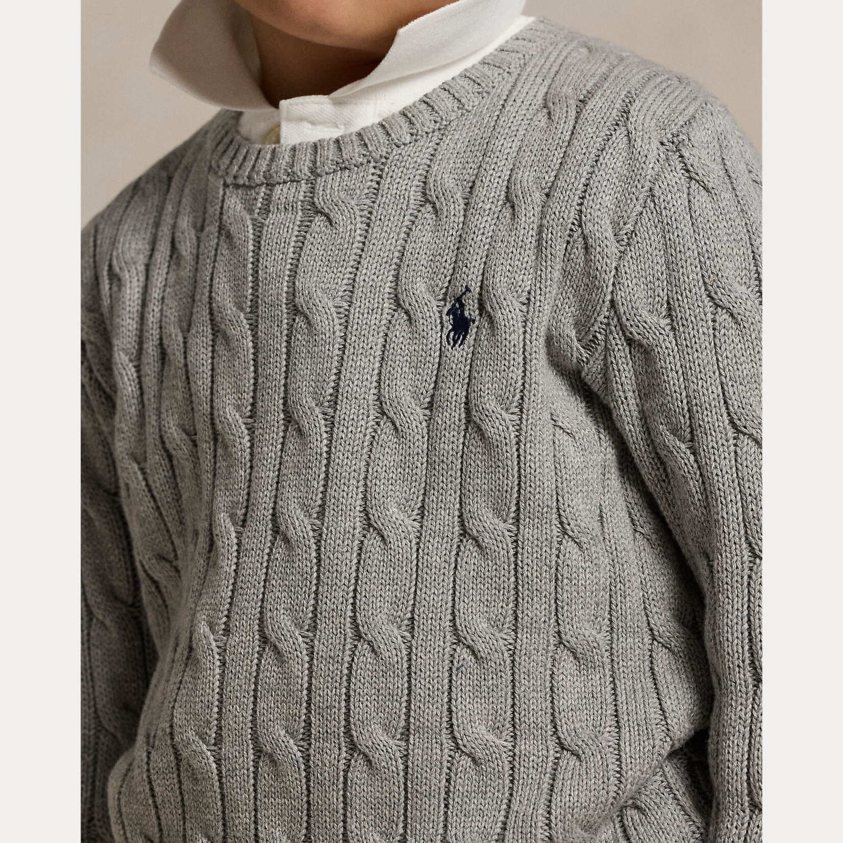 Ralph Lauren LS CABLE CN-TOPS-SWEATER ANDOVER HEATHER/C7932