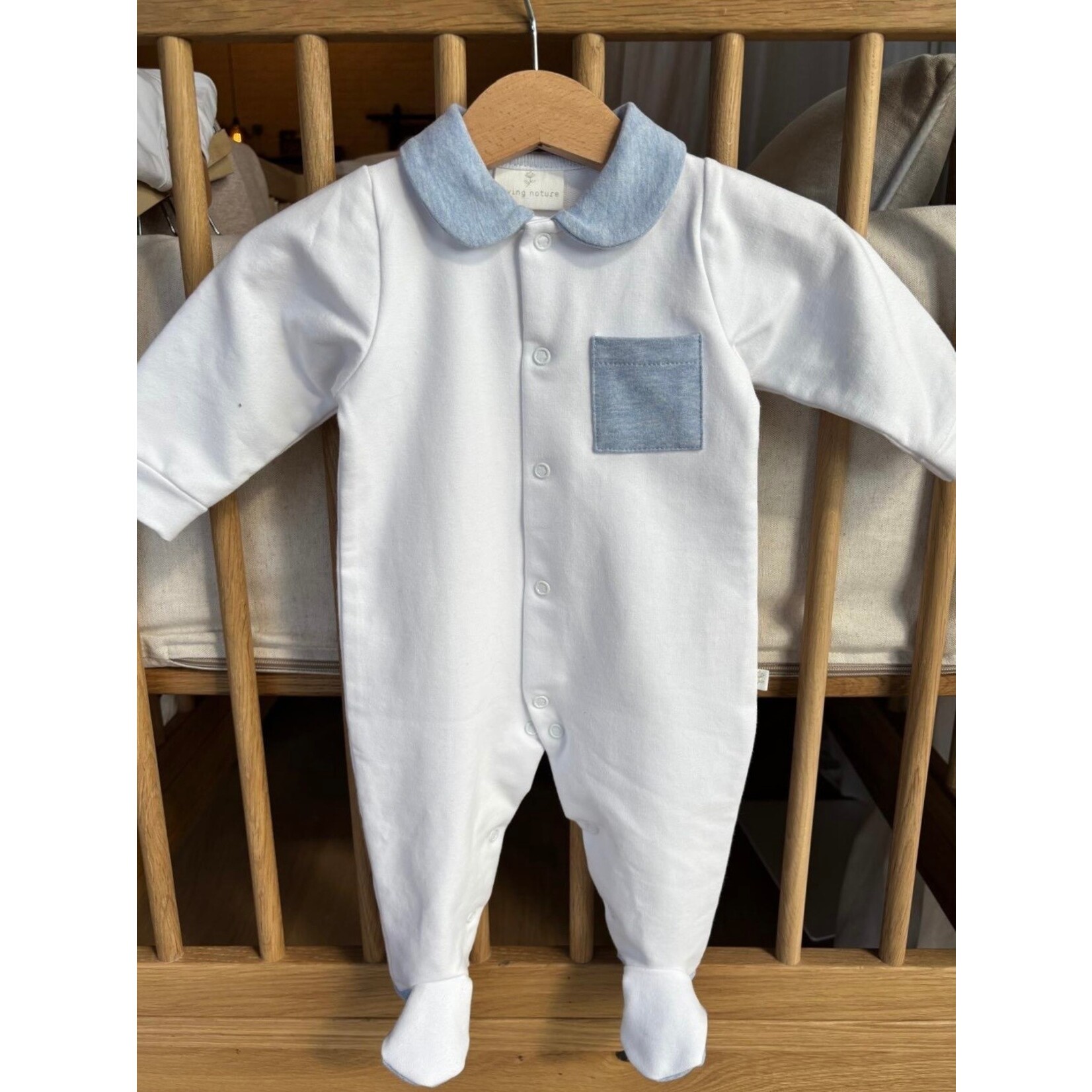 Living Nature Pyjama 1-delig Clément Wit/blauw
