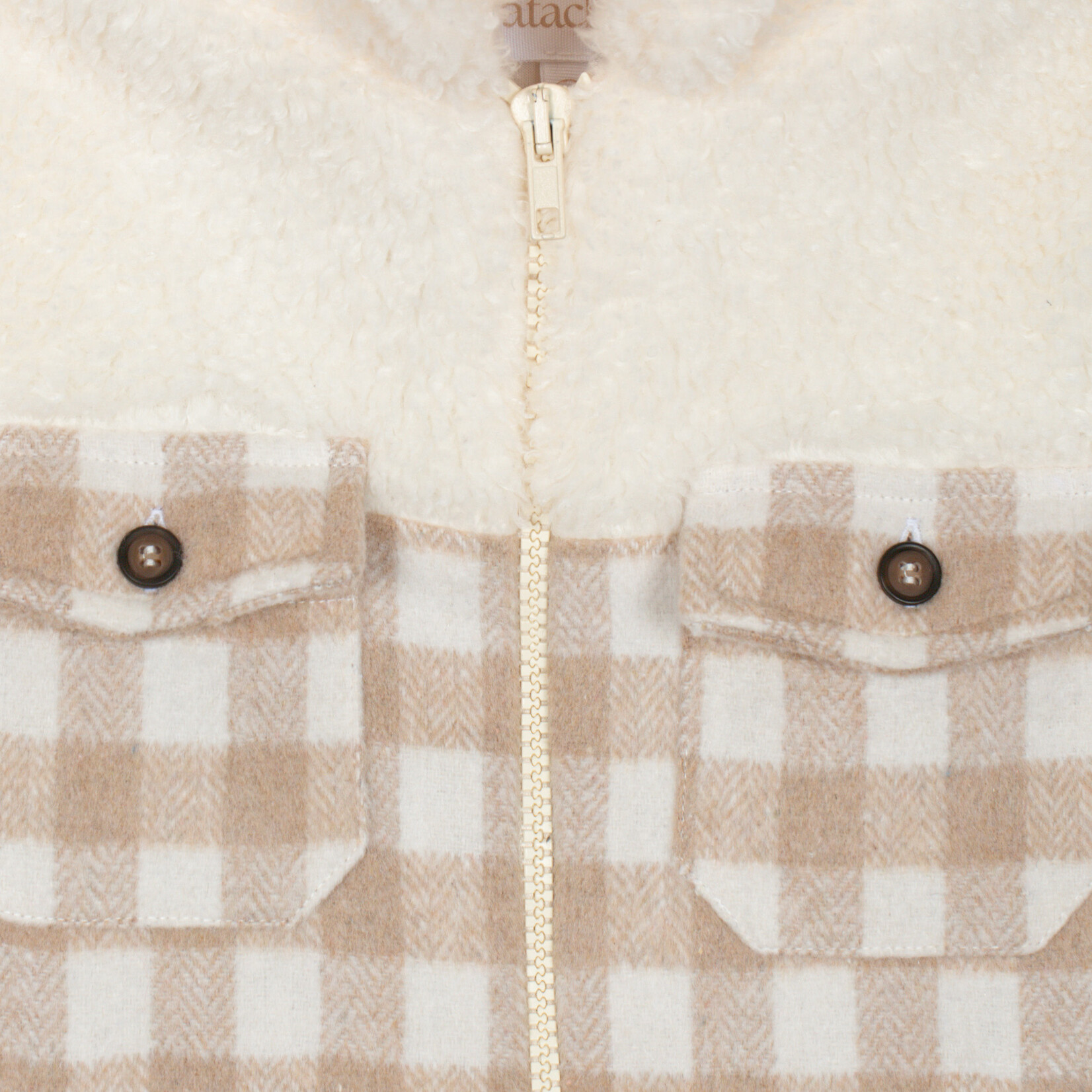Patachou CASACO - MINI BOY PARK -  INVERNO 2025 BEIGE CHECK F25-68