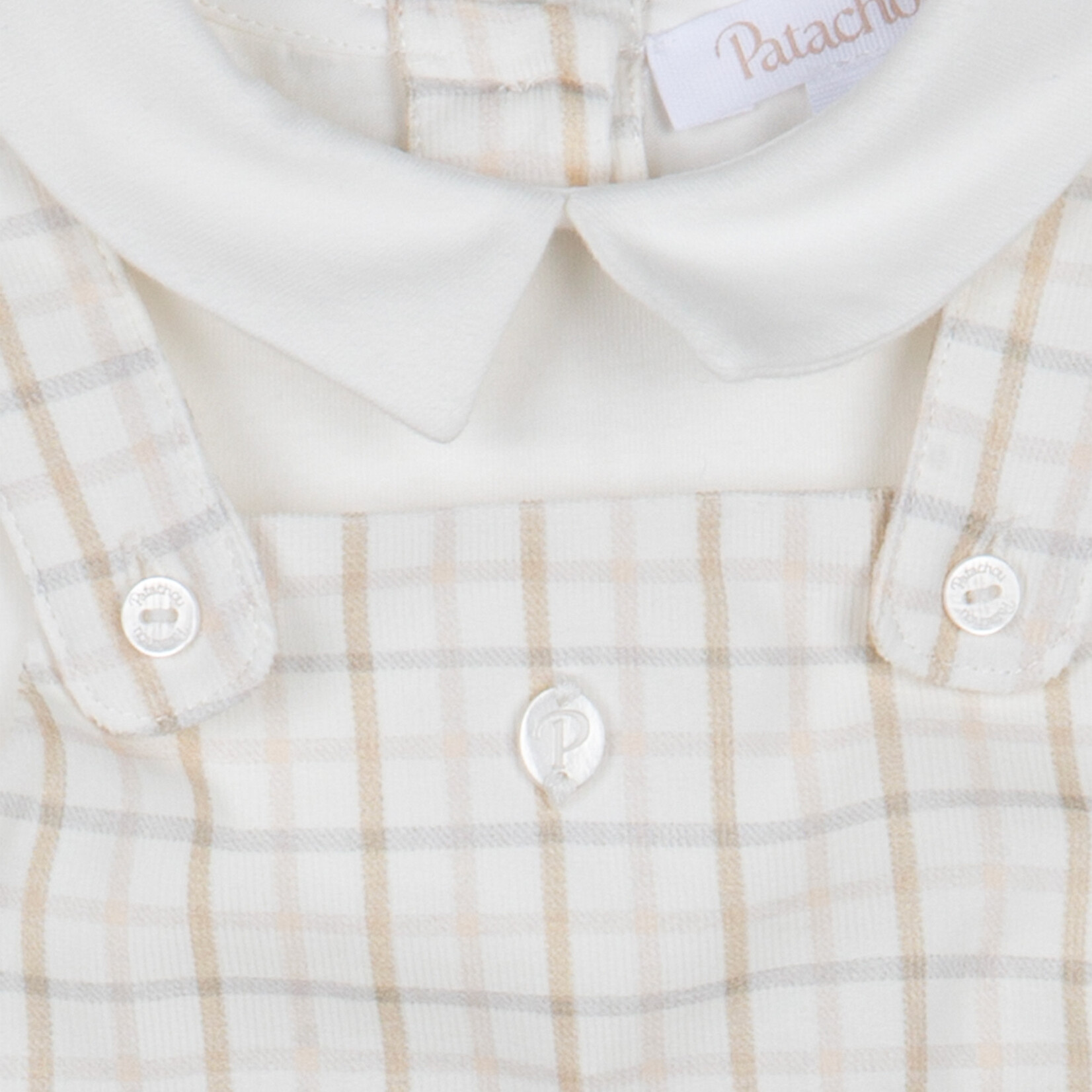 Patachou MACACÃO - NEWBORN SOFT -  INVERNO 2025 BEIGE CHECKS F25-1