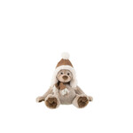 J-Line Bear+Hat Plush Polyester Brown Small