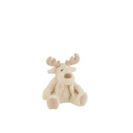 J-Line Rendier+Sjaal Zittend Textiel Wit/Beige Small