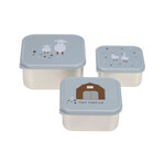 Lässig Snackbox Stainless Steel 3 pcs - Happy Farmer Blue