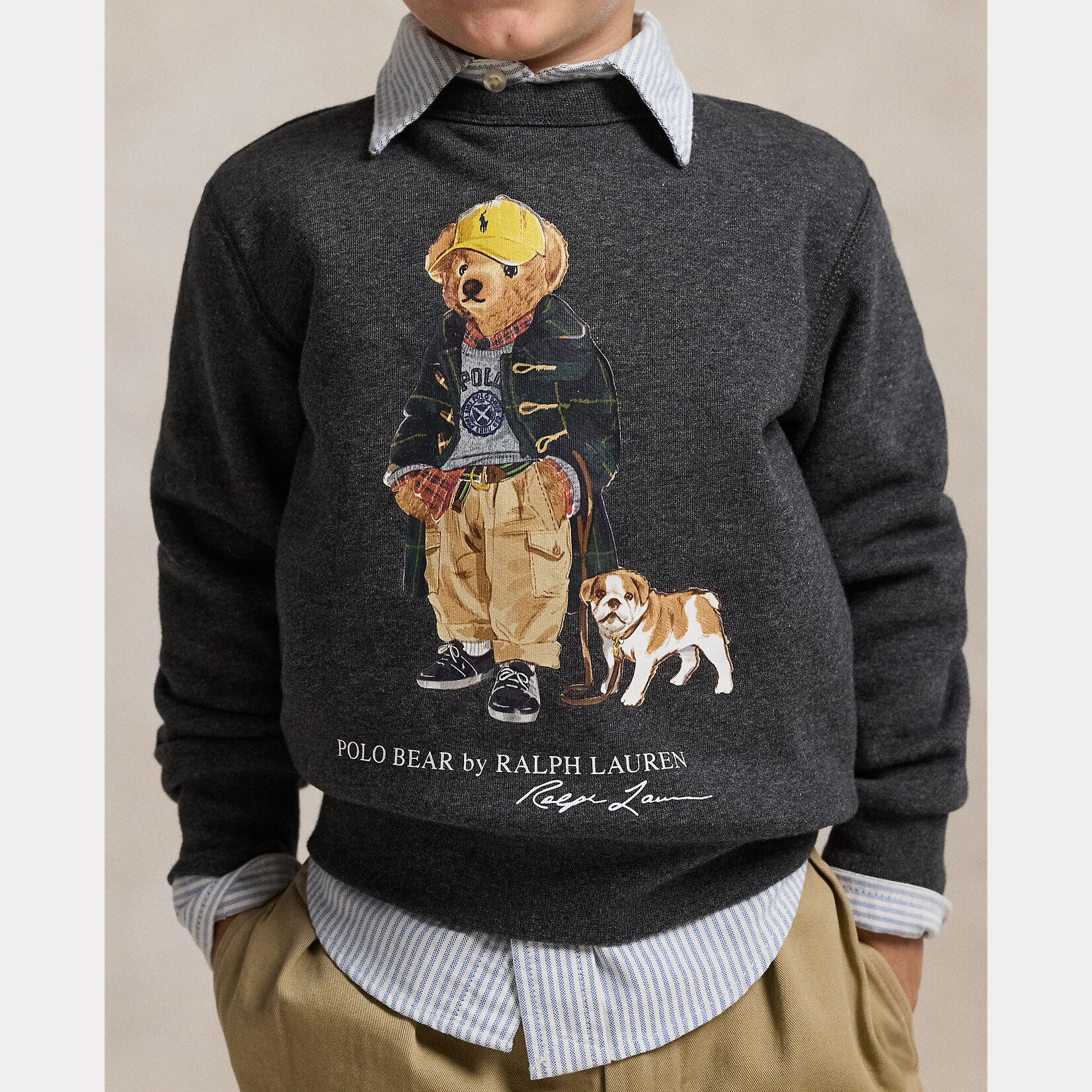 Ralph Lauren KNIT-SWEATSHIRT FA25 BEAR WINDSOR HEATHER