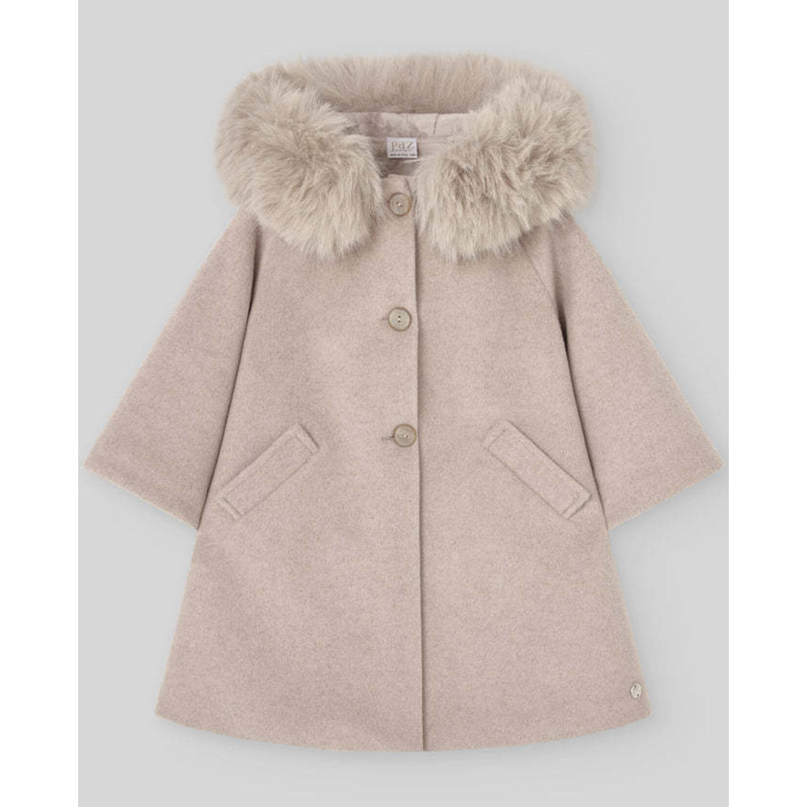 Paz Rodriguez WOVEN NEWBORN COAT "ESENCIAL"_Hazelnut_009-152001
