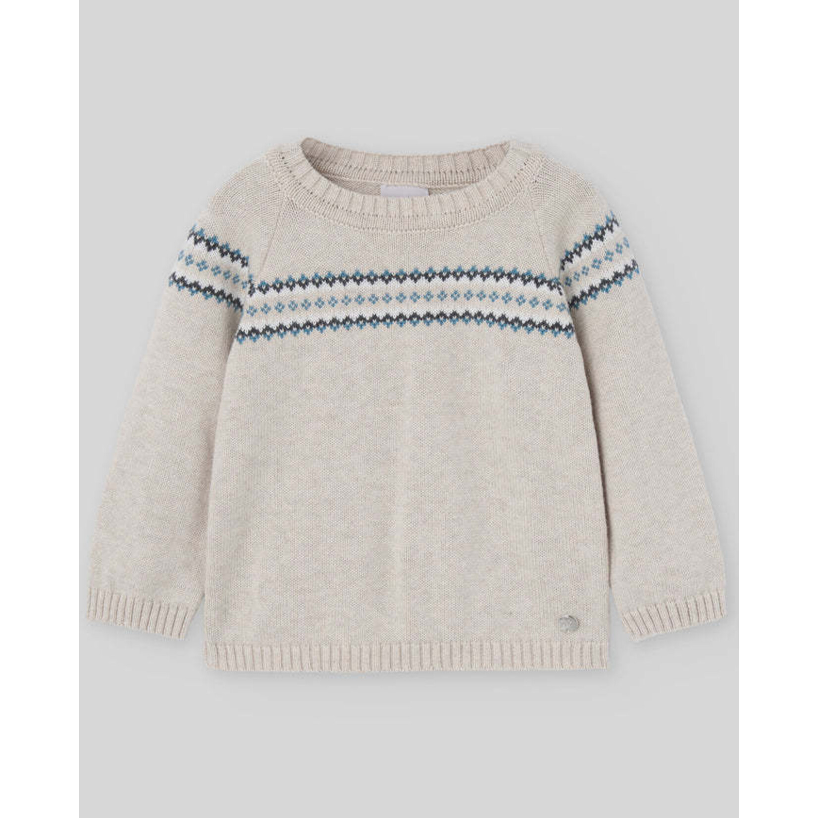 Paz Rodriguez KNIT NEWBORN PULLOVER "QUINTA"_Light Brown_014-123143