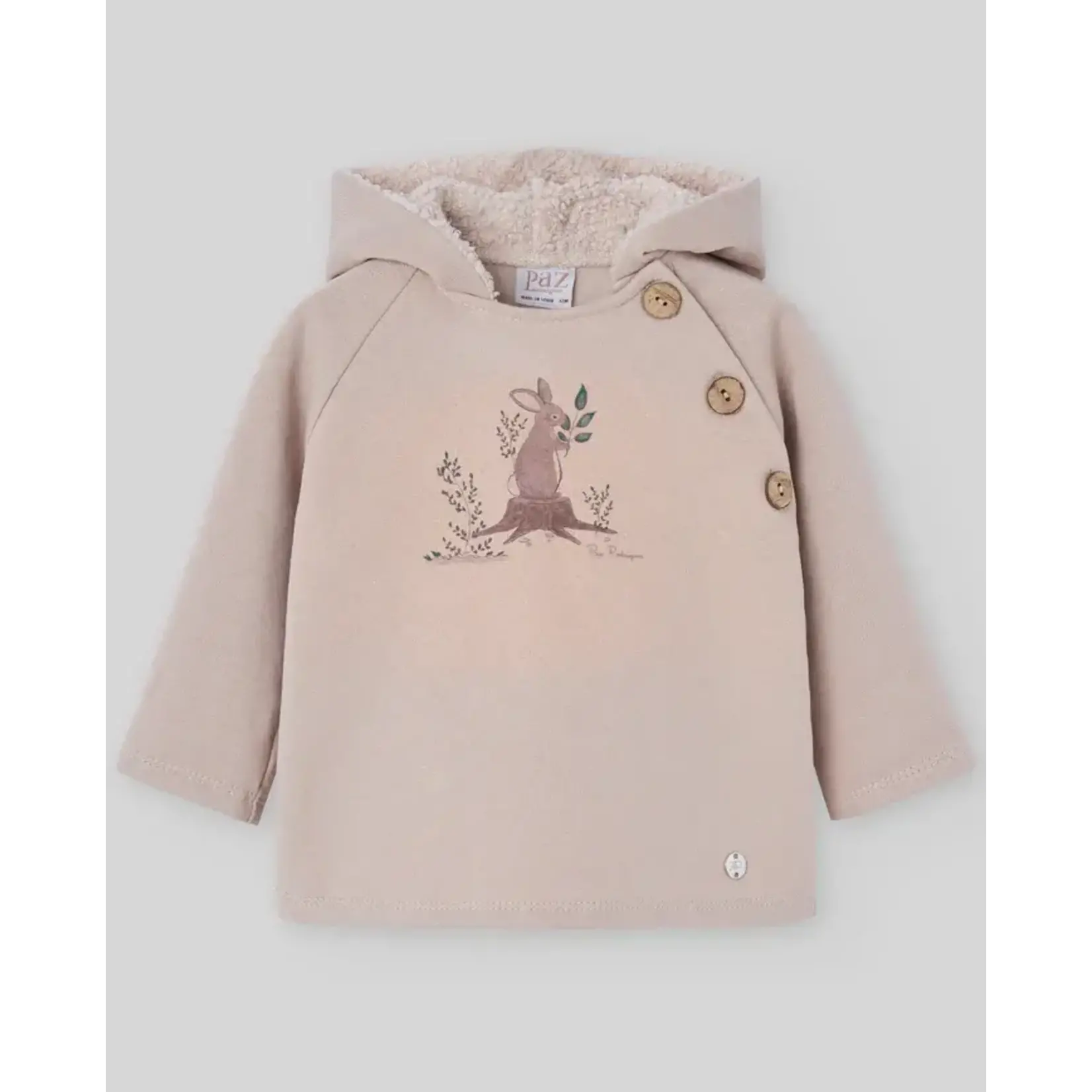 Paz Rodriguez KNIT NEWBORN SWEATSHIRT "POMPON"_Sand_014-192986