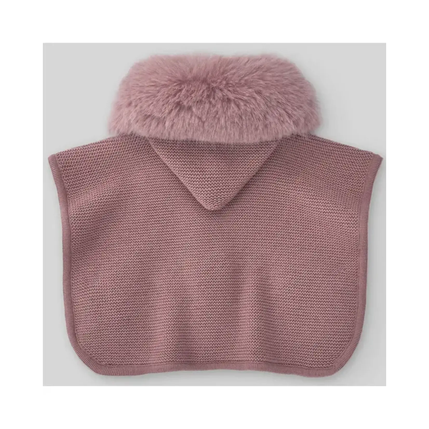 Paz Rodriguez KNIT INFANT GIRL PONCHO "ESENCIAL"_Pink Blush _019-130937
