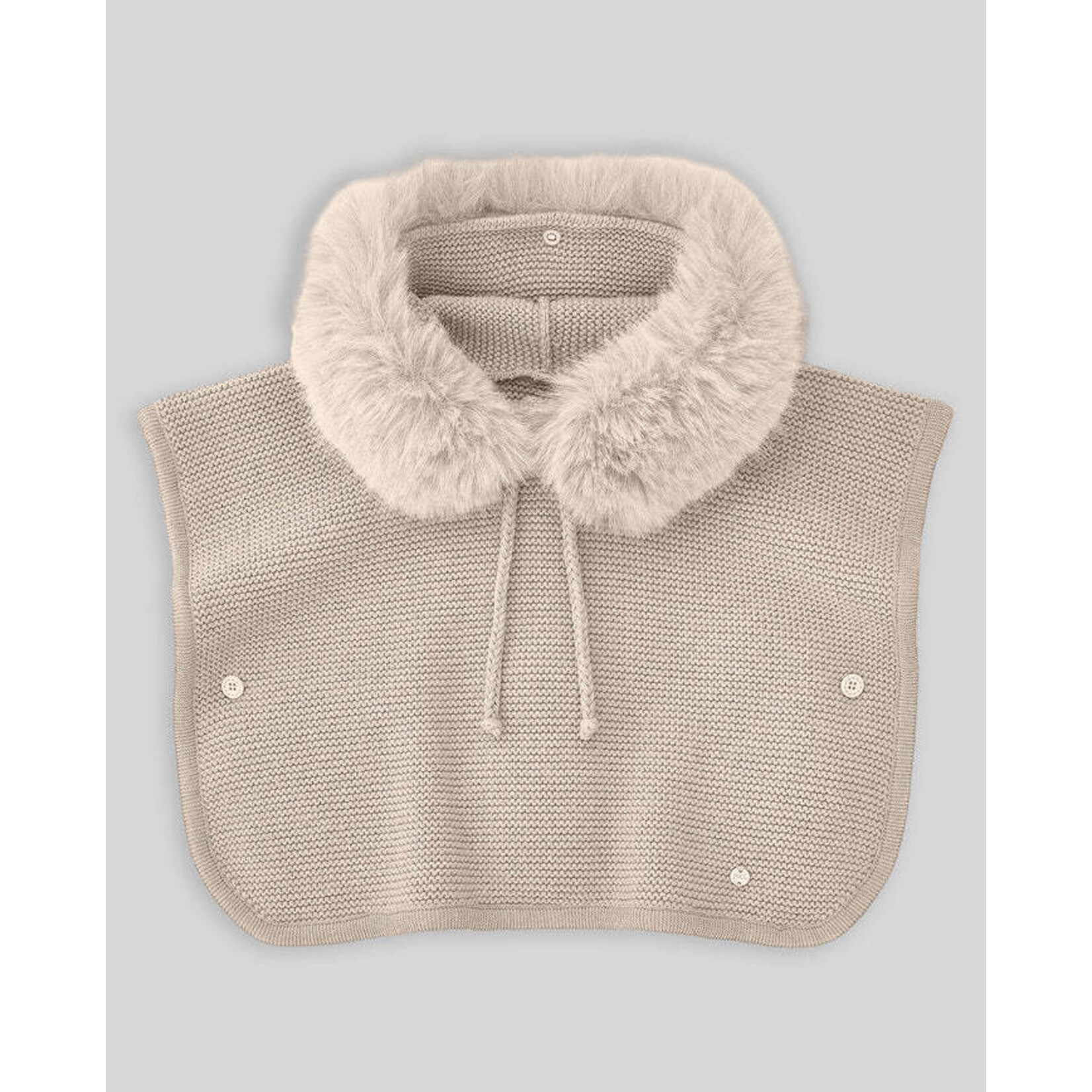 Paz Rodriguez KNIT INFANT GIRL PONCHO "ESENCIAL"_Sand_019-130937