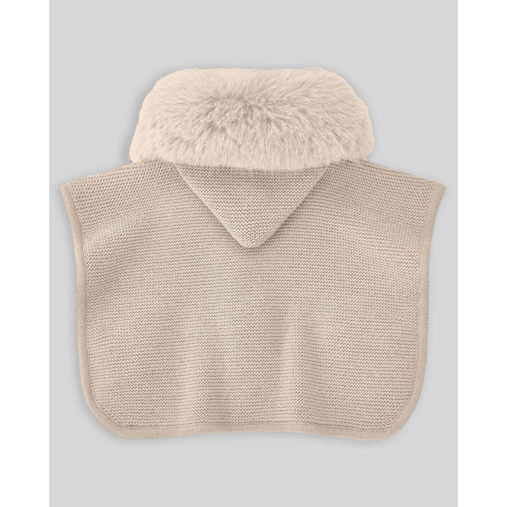 Paz Rodriguez KNIT INFANT GIRL PONCHO "ESENCIAL"_Sand_019-130937