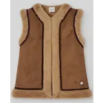 Paz Rodriguez WOVEN INFANT GIRL WAISTCOAT "POMPON"_Brown_030-152982