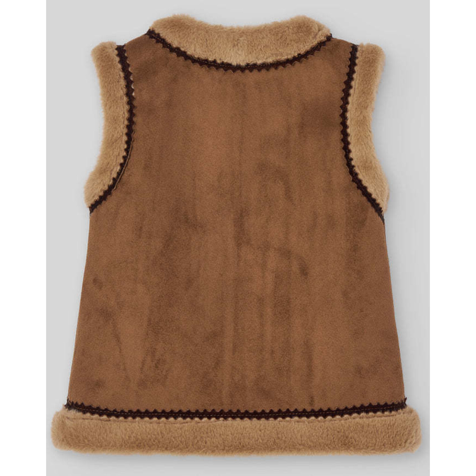 Paz Rodriguez WOVEN INFANT GIRL WAISTCOAT "POMPON"_Brown_030-152982