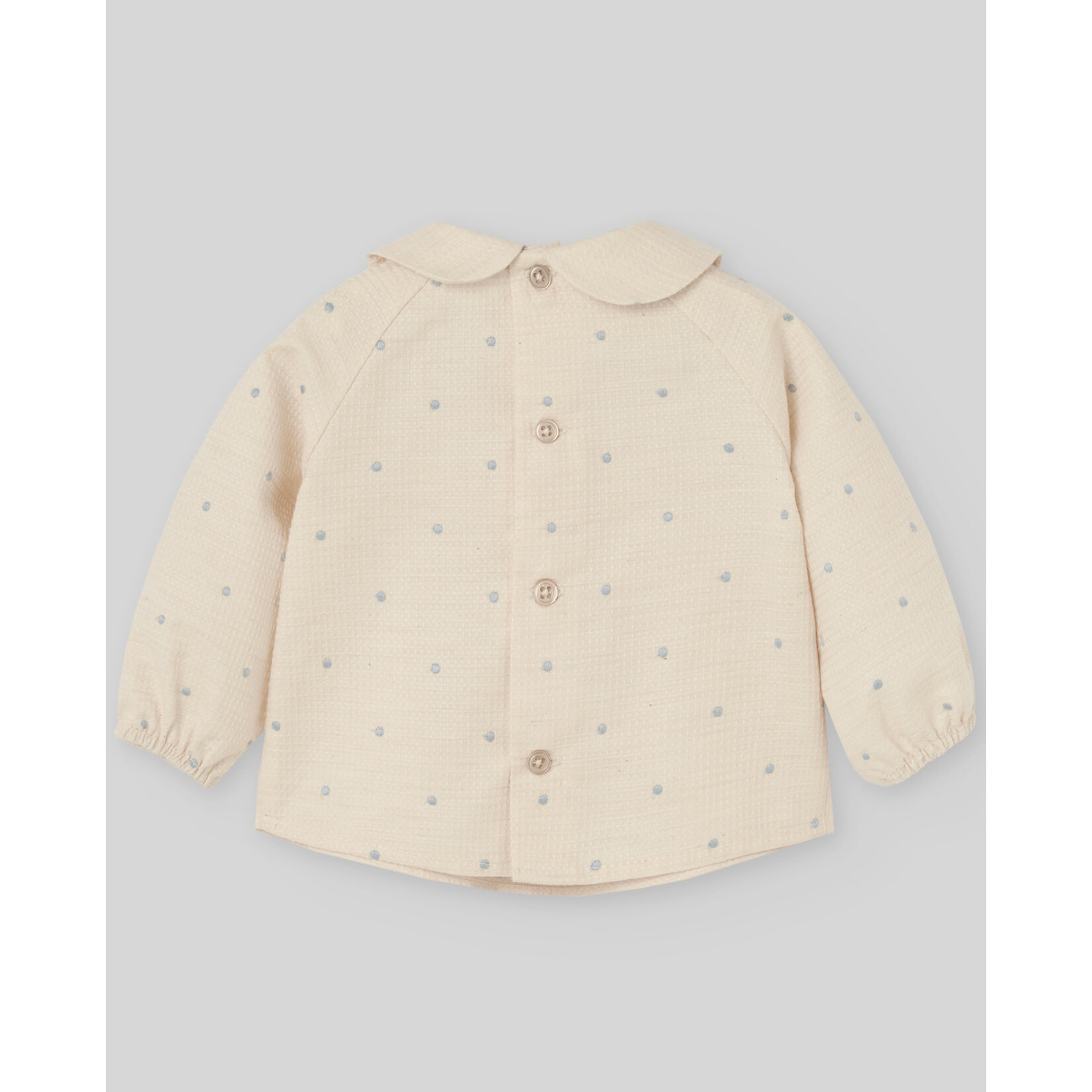 Paz Rodriguez WOVEN NEWBORN BLOUSE "ALEGRIA"_Light Brown/Chalk Blue_006-153104