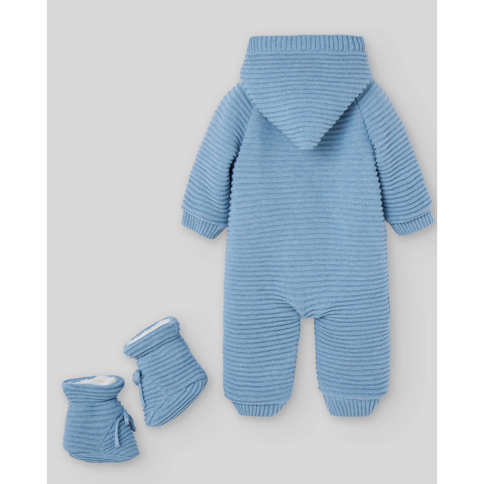 Paz Rodriguez KNIT NEWBORN SNOWSUIT WITH BOOTIES "KOALA"_Dutch Blue _013-123054