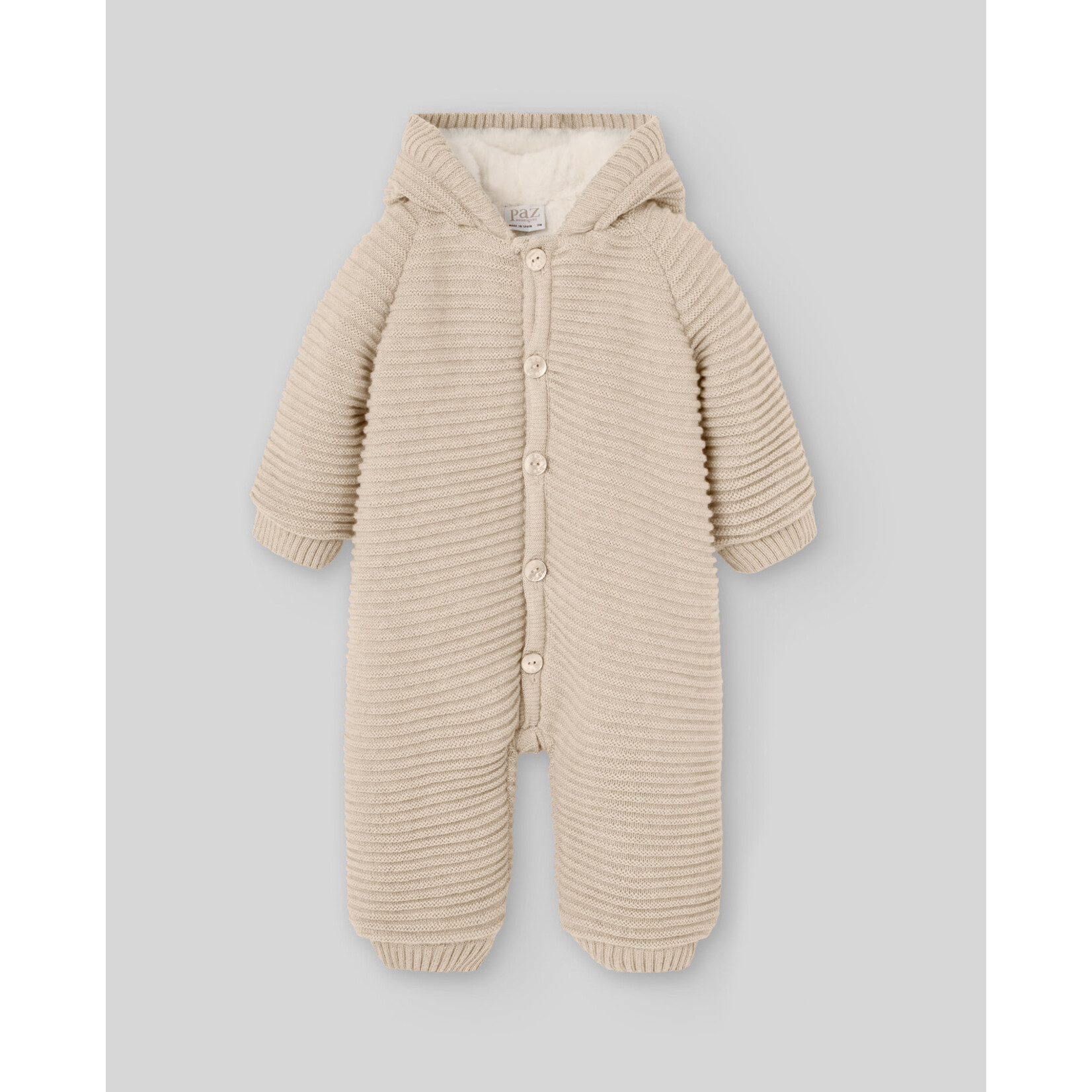 Paz Rodriguez KNIT NEWBORN SNOWSUIT WITH BOOTIES "KOALA"_Light Brown_013-123054