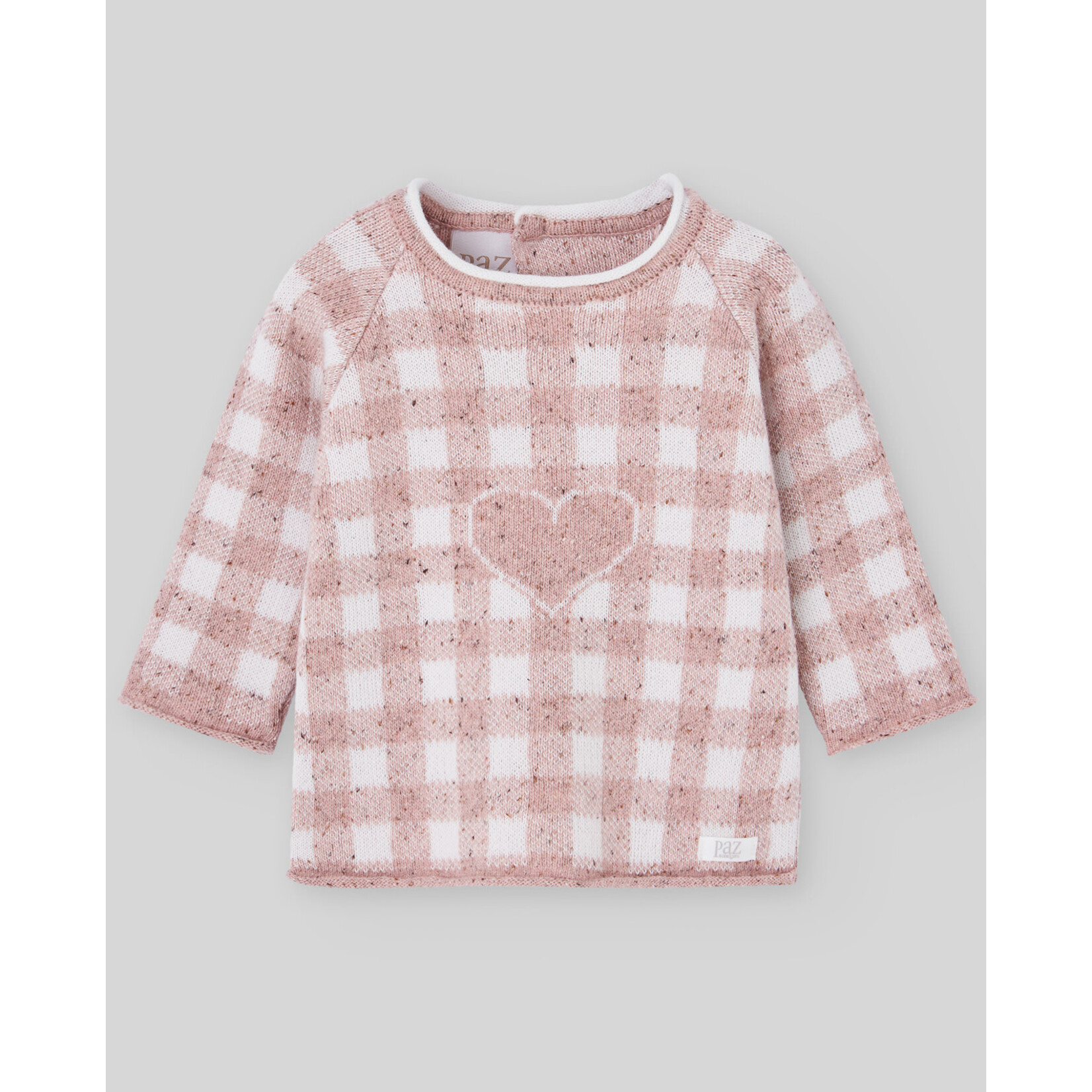 Paz Rodriguez KNIT NEWBORN PULLOVER  "DEVA"_Mist Pink/Cream_014-132881