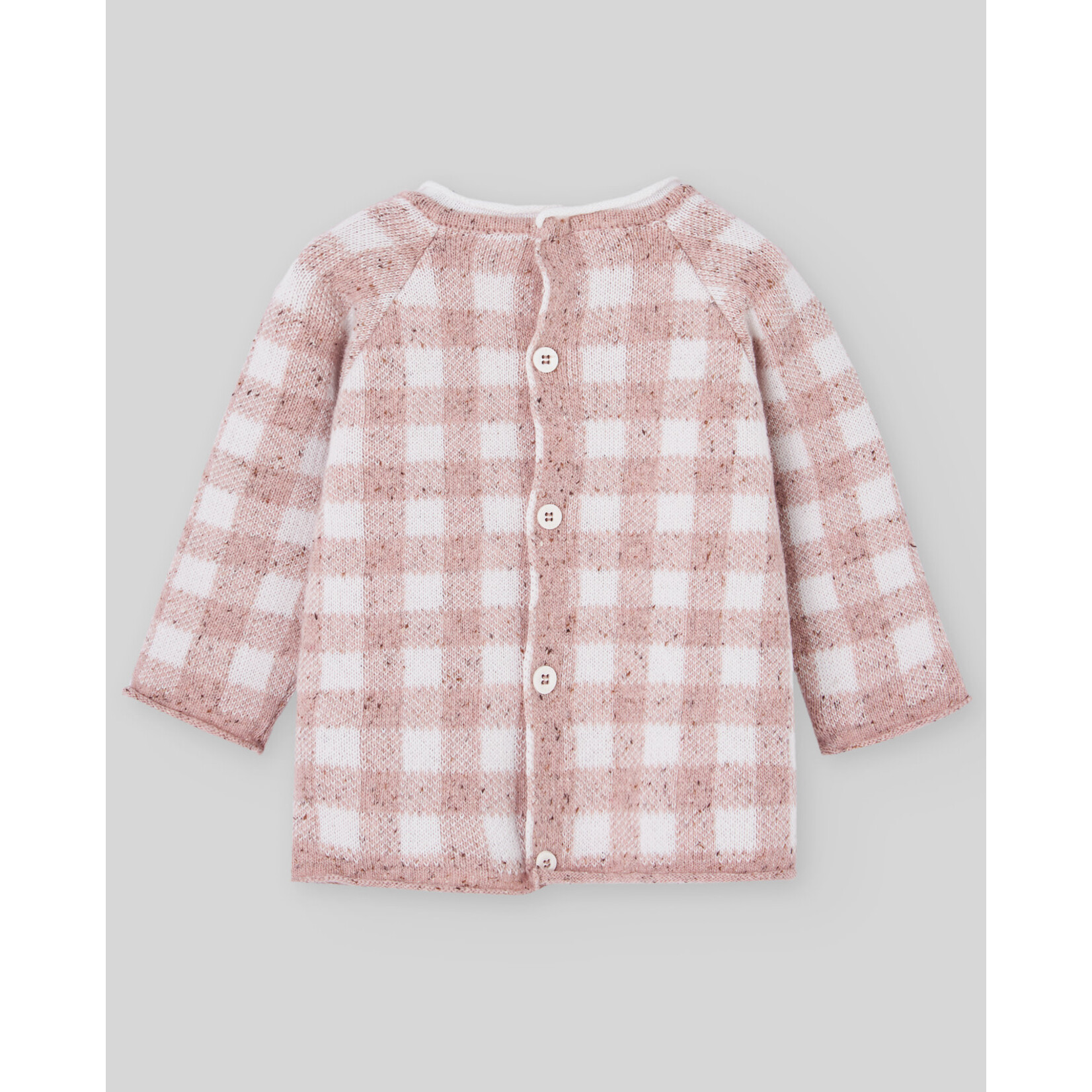 Paz Rodriguez KNIT NEWBORN PULLOVER  "DEVA"_Mist Pink/Cream_014-132881