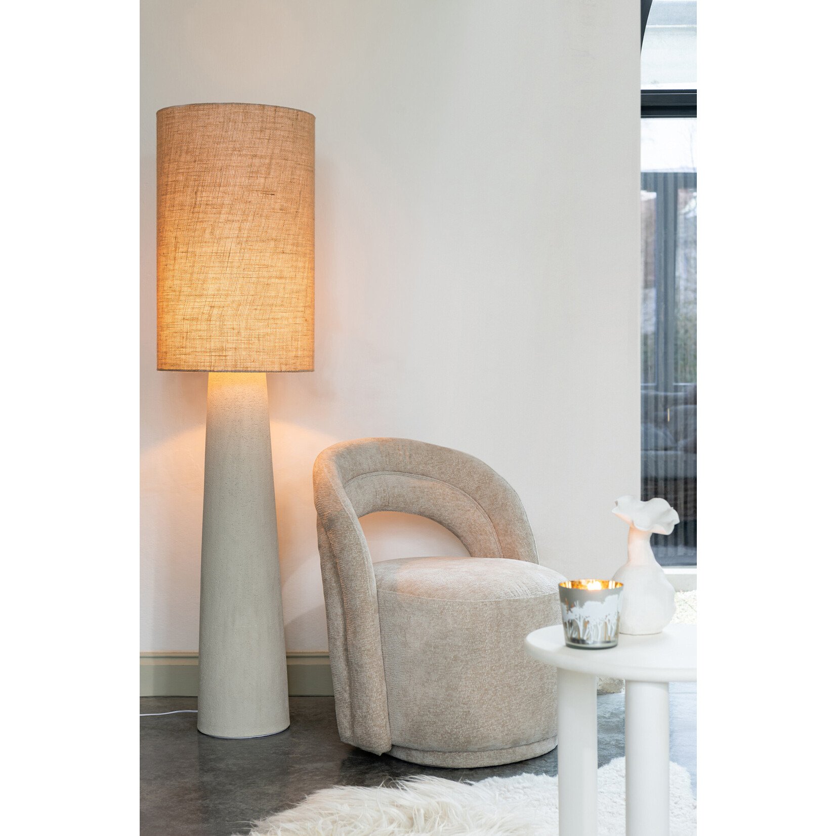 J-Line Staanlamp Ava Glasvezel/Jute Naturel Small