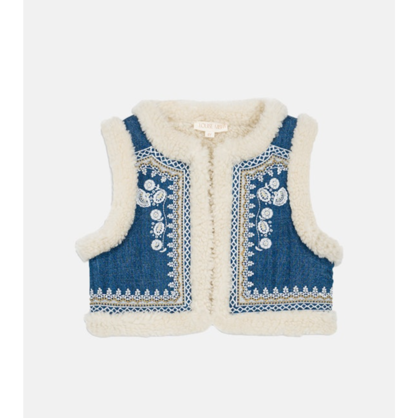 Louise Misha Reversible Vest Librana Cream Stone Blue - Cream